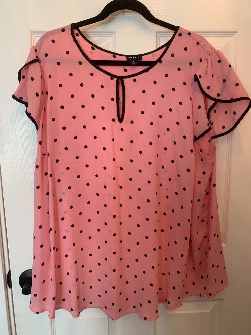 Beautiful pink with black polka dots shirt
